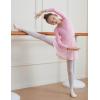 imageDIPUG Ballet Leotards for Girls Dance Dress with Skirt Shiny Butterfly Long SleevePink