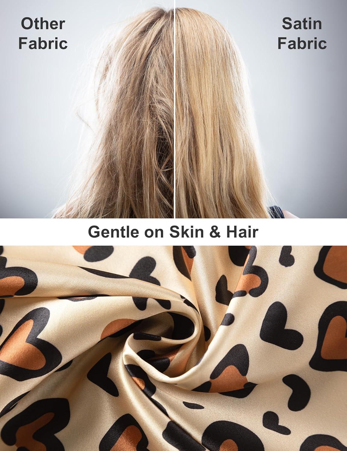 imageDIPUG Girls Pajamas Satin Pajama Set Silk Pjs Short Sleeve SleepwearHeart Leopard