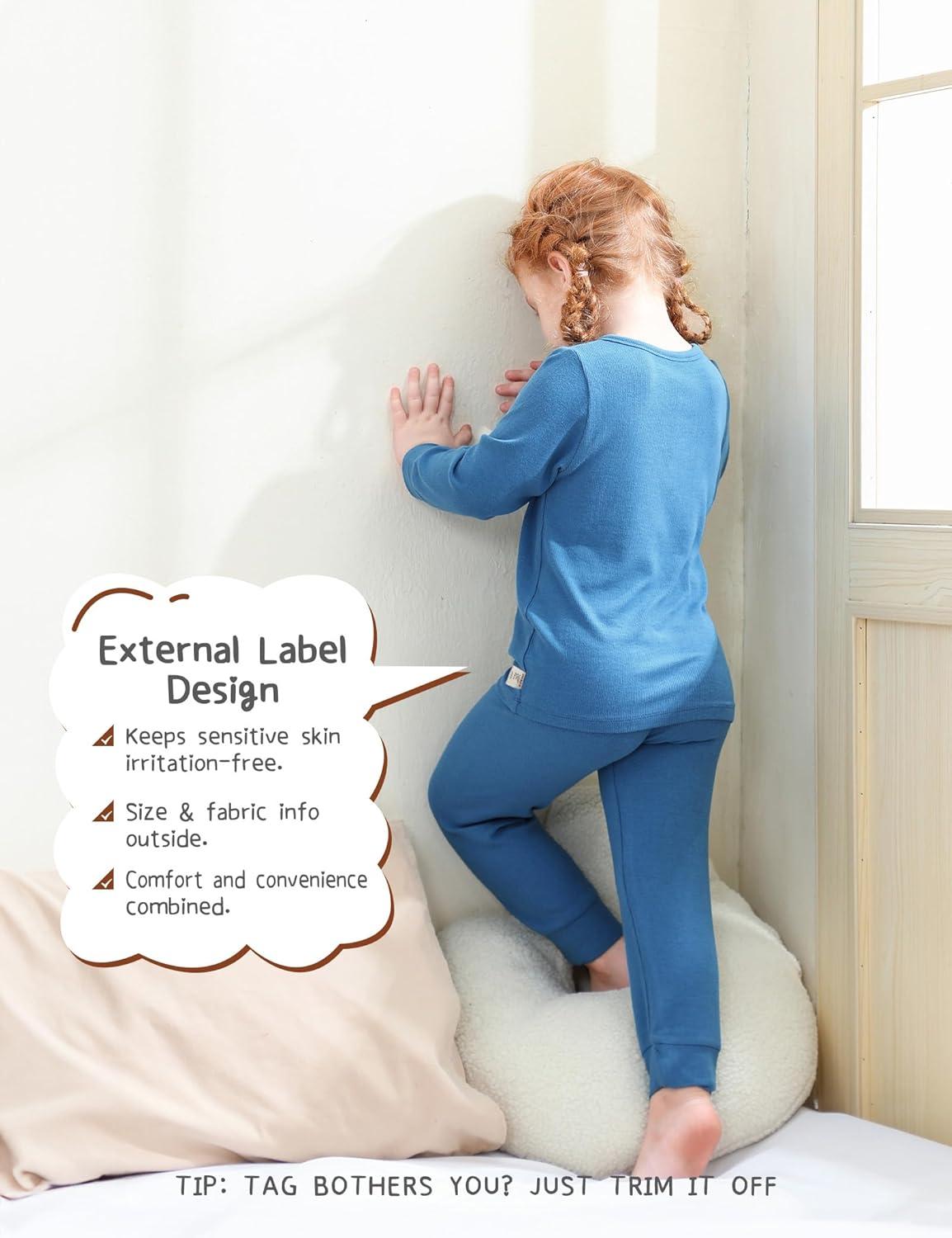 imageDIPUG Toddler Pajamas Long Sleeve HalfButton Girls Pajama Set Kids Solid Pjs Boys Soft Sleepwear 12M7YBlue