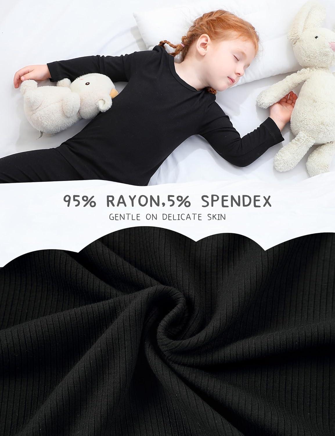 imageDIPUG Toddler Pajamas Long Sleeve Pajama Set for Kids Girls Pjs Boys Solid Soft Sleepwear 12M7YBlack