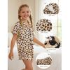 imageDIPUG Girls Pajamas Satin Pajama Set Silk Pjs Short Sleeve SleepwearHeart Leopard