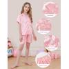 imageDIPUG Girls Pajamas Satin Pajama Set Silk Pjs Short Sleeve SleepwearJacquard Light Pink