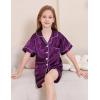 imageDIPUG Girls Pajamas Satin Pajama Set Silk Pjs Short Sleeve SleepwearMiddle Purple