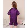 imageDIPUG Girls Pajamas Satin Pajama Set Silk Pjs Short Sleeve SleepwearMiddle Purple