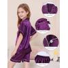 imageDIPUG Girls Pajamas Satin Pajama Set Silk Pjs Short Sleeve SleepwearMiddle Purple