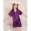 imageDIPUG Girls Pajamas Satin Pajama Set Silk Pjs Short Sleeve SleepwearMiddle Purple