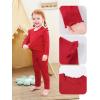 imageDIPUG Toddler Baby Pajamas Long Sleeve Ruffle Pajama Set for Girls Kids Solid Pjs Soft Sleepwear 12M7YRed