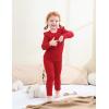 imageDIPUG Toddler Baby Pajamas Long Sleeve Ruffle Pajama Set for Girls Kids Solid Pjs Soft Sleepwear 12M7YRed
