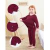 imageDIPUG Toddler Pajamas Long Sleeve HalfButton Girls Pajama Set Kids Solid Pjs Boys Soft Sleepwear 12M7YRose Red