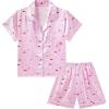 imageDIPUG Girls Pajamas Satin Pajama Set Silk Pjs Short Sleeve SleepwearSanta