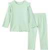imageDIPUG Toddler Baby Pajamas Long Sleeve Ruffle Pajama Set for Girls Kids Solid Pjs Soft Sleepwear 12M7YGreen