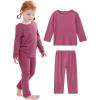 imageDIPUG Toddler Pajamas Long Sleeve Pajama Set for Kids Girls Pjs Boys Solid Soft Sleepwear 12M7YMaroon