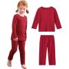 imageDIPUG Toddler Pajamas Long Sleeve Pajama Set for Kids Girls Pjs Boys Solid Soft Sleepwear 12M7YRed