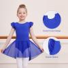 imageDIPUG Ballet Leotards for Girls Ballet Leotard with Skirt Toddler Dance Leotards Flutter Sleeve and CrissCross BackRoyal Blue