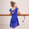 imageDIPUG Ballet Leotards for Girls Ballet Leotard with Skirt Toddler Dance Leotards Flutter Sleeve and CrissCross BackRoyal Blue