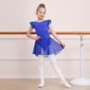 imageDIPUG Ballet Leotards for Girls Ballet Leotard with Skirt Toddler Dance Leotards Flutter Sleeve and CrissCross BackRoyal Blue