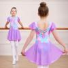 imageDIPUG Ballet Leotards for Girls with Skirt Shiny Toddler Dance Leotard ButterflyPurple Mermaid