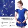 imageDIPUG Ballet Leotards for Girls with Skirt Shiny Toddler Dance Leotard ButterflyRoyal Blue