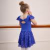 imageDIPUG Girls Ballet Leotards Toddler Shiny Dance Leotard Dresses with Ruffle SleeveRoyal Blue