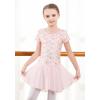 imageDIPUG Girls Ballet Leotards with Removable Skirt Toddler Hollow Back Dance Dress ComboPink Prints