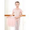 imageDIPUG Girls Ballet Leotards with Removable Skirt Toddler Hollow Back Dance Dress ComboPink Prints