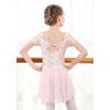imageDIPUG Girls Ballet Leotards with Removable Skirt Toddler Hollow Back Dance Dress ComboPink Prints