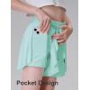 imageDIPUG Girls Butterfly Shorts with Pocket 2in1 Flowy Athletic Skots for Tennis Running Dance 516Green