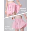 imageDIPUG Girls Butterfly Shorts with Pocket 2in1 Flowy Athletic Skots for Tennis Running Dance 516Pink