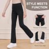 imageDIPUG Girls Flare Leggings with Pockets High Waisted Bootcut Yoga Dance Legging 4T13YBlack