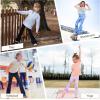 imageDIPUG Girls Flare Leggings with Pockets High Waisted Bootcut Yoga Dance Legging 4T13YMarble Colorful