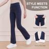 imageDIPUG Girls Flare Leggings with Pockets High Waisted Bootcut Yoga Dance Legging 4T13YNavy