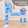 imageDIPUG Girls Flare Leggings with Pockets High Waisted Bootcut Yoga Dance Legging 4T13YTiedye Blue