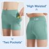 imageDIPUG Girls Volleyball Shorts 3 Pack with Pockets Kids High Waist Biker Shorts for Dance Yoga Cheer GymnasticsBlackgreylake Green