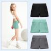 imageDIPUG Girls Volleyball Shorts 3 Pack with Pockets Kids High Waist Biker Shorts for Dance Yoga Cheer GymnasticsBlackgreylake Green