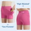imageDIPUG Girls Volleyball Shorts 3 Pack with Pockets Kids High Waist Biker Shorts for Dance Yoga Cheer GymnasticsBlackgreyrose Pink