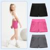 imageDIPUG Girls Volleyball Shorts 3 Pack with Pockets Kids High Waist Biker Shorts for Dance Yoga Cheer GymnasticsBlackgreyrose Pink