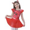 imageDIPUG Ballet Leotards for Girls Ballet Leotard with Skirt Toddler Dance Leotards Flutter Sleeve and CrissCross BackChristmas Red