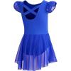 imageDIPUG Ballet Leotards for Girls Ballet Leotard with Skirt Toddler Dance Leotards Flutter Sleeve and CrissCross BackRoyal Blue