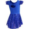imageDIPUG Girls Ballet Leotards Toddler Shiny Dance Leotard Dresses with Ruffle SleeveRoyal Blue