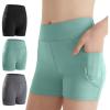 imageDIPUG Girls Volleyball Shorts 3 Pack with Pockets Kids High Waist Biker Shorts for Dance Yoga Cheer GymnasticsBlackgreylake Green