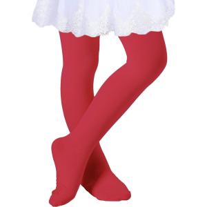imageDIPUG Ballet Tights for Girls  Thick Soft Footed Dance Tights for Toddlers and KidsRed  1 Pack