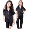 imageDIPUG 3 Piece Girls Silk Pajamas Set Soft Satin PJs Sleepwear for Comfortable NightsBlack