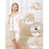 imageDIPUG 3 Piece Girls Silk Pajamas Set Soft Satin PJs Sleepwear for Comfortable NightsCanvas Champagne