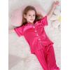 imageDIPUG 3 Piece Girls Silk Pajamas Set Soft Satin PJs Sleepwear for Comfortable NightsHot Pink