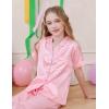 imageDIPUG 3 Piece Girls Silk Pajamas Set Soft Satin PJs Sleepwear for Comfortable NightsJacquard Light Pink
