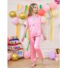 imageDIPUG 3 Piece Girls Silk Pajamas Set Soft Satin PJs Sleepwear for Comfortable NightsJacquard Middle Pink