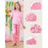 imageDIPUG 3 Piece Girls Silk Pajamas Set Soft Satin PJs Sleepwear for Comfortable NightsJacquard Middle Pink