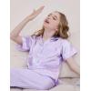 imageDIPUG 3 Piece Girls Silk Pajamas Set Soft Satin PJs Sleepwear for Comfortable NightsPurple
