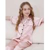 imageDIPUG 3 Piece Girls Silk Pajamas Set Soft Satin PJs Sleepwear for Comfortable NightsRose Champagne
