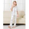 imageDIPUG 3 Piece Girls Silk Pajamas Set Soft Satin PJs Sleepwear for Comfortable NightsWhite